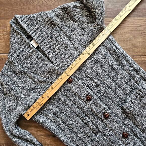 I Love H81 15% Wool! Collared Button Up Sweater Cardigan, S/P, Grey - Picture 1 of 10